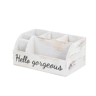 Imagem de AFXGUSD Caixa Organizadora de Mesa em Madeira com Suporte para Secador de Cabelo.