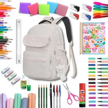 Imagem de Kit Material Escolar Feminino Juvenil Ensino Médio Completo Cor da Moc