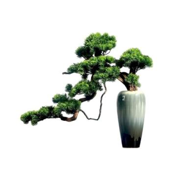 Imagem de Bonsai de pinheiro simulação de plantas falsas para escritório, decoração de hotel, sala de estar, vegetação, entrada, ornamentos de vegetação falsa, decoração