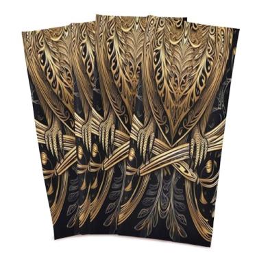 Imagem de Wassud Toalhas de cozinha de coruja dourada panos de prato de cozinha pacote com 4 panos de prato macios com laço para pendurar toalha de mão super absorvente de secagem rápida toalhas de chá de mesa