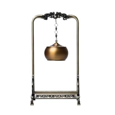 Imagem de Queimador de incenso clássico de latão vazado de fluxo reverso para casa ornamento decorativo criativo para decoração de incenso (ouro)