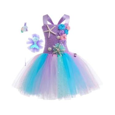Imagem de Vestido De Tutu De Sereia Com Apliques De Estrela Do Mar Coral, Vestid