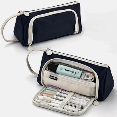 Imagem de Estojo De Lápis Caneta Esferográfica De Papelaria Armazenamento Portátil De Grande Capacidade(preta WD-6)