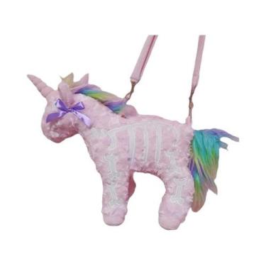 Imagem de Mochila De Pelúcia Rosa Unicórnio Punk Escuro, Bolsa Transversal Esque