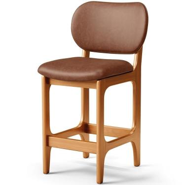 Imagem de Banqueta Baixa Bar Cozinha E Sala De Jantar Fixa Betta L02 Imbuia Couríssimo Marrom