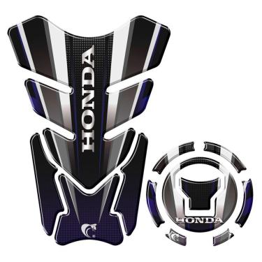 Imagem de Kit Adesivo Resinado Protetor Tanque E Bocal Moto Honda Acima 2018 Azul E Preto