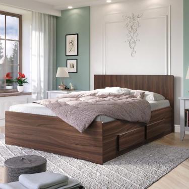 Imagem de Cama Reta De Casal Com 4 Gavetas Ilan 1254 San Remo