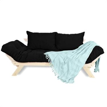 Imagem de Sofá Japão Futon Sarja Madeira Sem Pintura - Preto