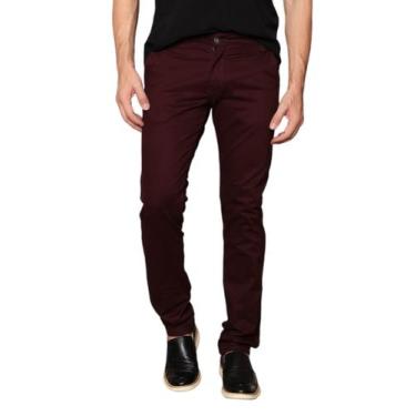 Imagem de Calça Social Sarja Slim Social Sport Fino - Vg.Clothing, Vinho, 36