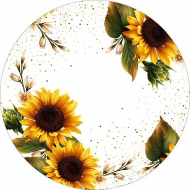 Imagem de Painel de Lona Redondo Girassol Glitter Ouro - Fabrika De festa, 100x1