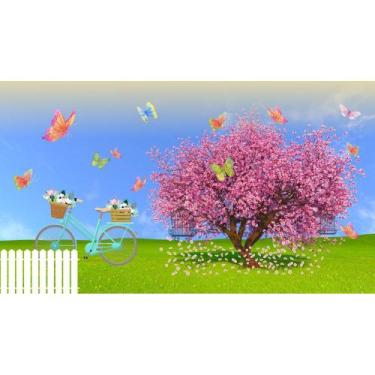 Imagem de Painel De Lona Arvores Jardim Encantado Borboletas - Fabrika de Festa,