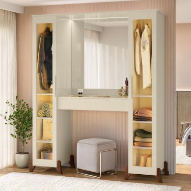 Imagem de Penteadeira Camarim com Espelho 2 Portas com Vidro Reflecta e 1 Gavetas com Divisória Star Off White