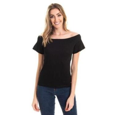 Imagem de Blusa em Ribana Canelada Decote Ombro a Ombro Mangas Godê-Feminino