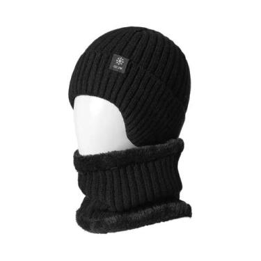 Imagem de Boné Masculino De Inverno Em Tricô Com Forro De Pele Sintética, Quente