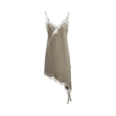 Imagem de Vestido Curto Assimétrico Sem Mangas Com Renda De Cetim Para Mulheres,