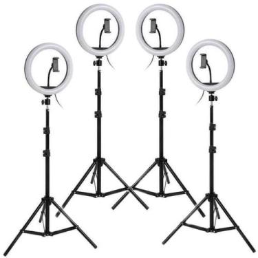 Imagem de Kit 4 Ring Light Anel De Luz Led 10" 26cm Tripé Grande 2,1m - B-max