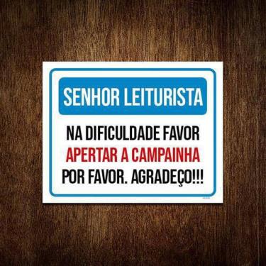 Imagem de Kit 3 Placas Senhor Leiturista Aperte Campainha