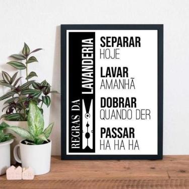 Imagem de Quadro Regras Da Lavanderia Humor 33X24Cm Moldura Preta - Quadros On-L