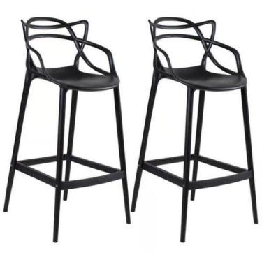 Imagem de Kit C/ 2 Banquetas Allegra Masters 100% Polipropileno Preta - UNIVERSA