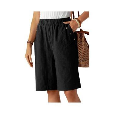 Imagem de Shorts Femininos De Cintura Alta De 5 Polegadas Para O Verão, Cor Sóli