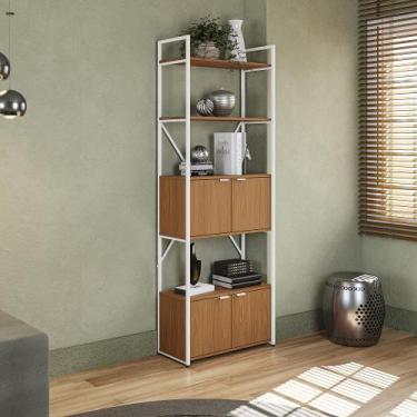 Imagem de Estante Alta Estilo Industrial Kappesberg LI018 cor Canela e Branco