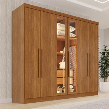 Imagem de Guarda-roupa Casal Reflecta com Led 06 Portas 02 Gavetas França Cinamomo
