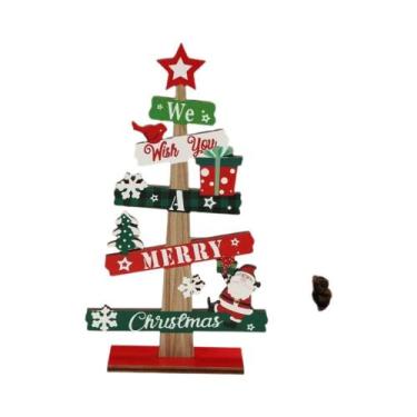 Imagem de Enfeite De Natal De Madeira: Papai Noel, Boneco De Neve, Feliz Natal, 