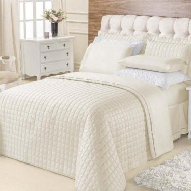 Imagem de Kit Cobre Leito Top Line Casal Queen 3 Peças 100% Poliéster - Marfim -