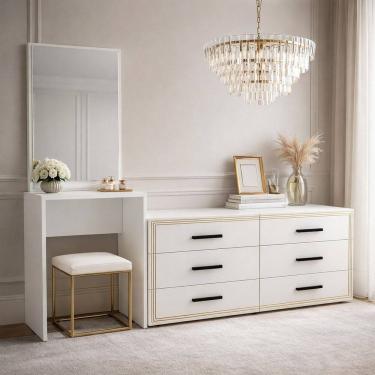 Imagem de Cômoda Penteadeira 6 Gavetas Valência Branco