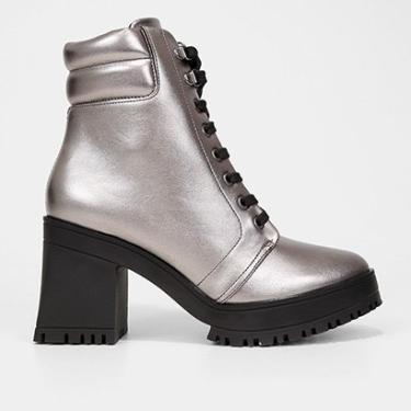 Imagem de Bota Coturno Vizzano Metalizada Salto Alto Feminina-Feminino