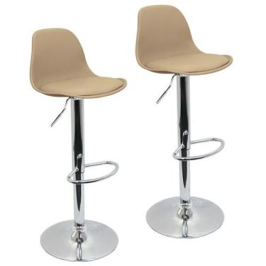 Imagem de Kit 2 Banqueta Cozinha Bar Bancada July Luisa Eames Alta Nude - BRASIL