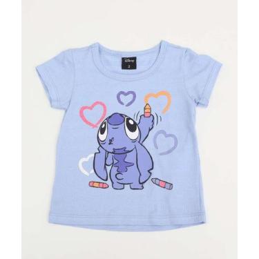 Imagem de Camiseta Infantil Manga Curta Stitch Disney Tam 1 a 5 -57074, Azul, 1