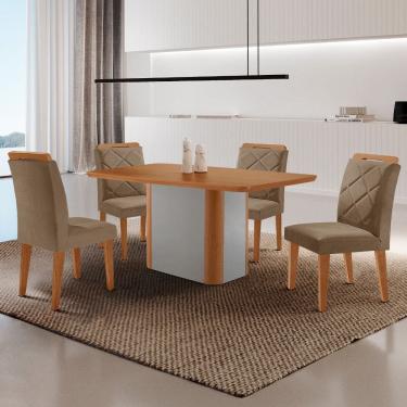 Imagem de Mesa de Jantar Isadora Tampo 120cm MDF Canto Copo e 4 Cadeiras Melissa Moderna Mobilia