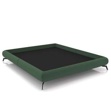 Imagem de Cama Casal Base Box 138x188cm Pés De Ferro Cold P02 Veludo Verde - Mpozenato