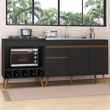 Imagem de Kit Balcão de Cozinha para Pia e Balcão para Cooktop/Forno 190cm Veneza Multimóveis MP2384