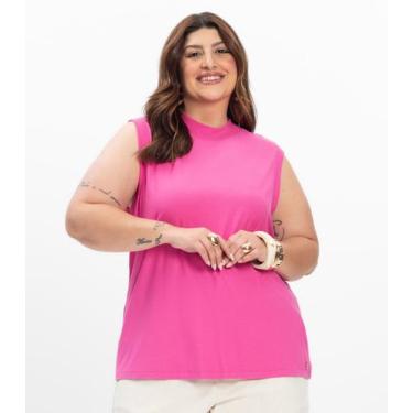 Imagem de Regata em Ribana Feminina Plus Size Secret Glam Rosa, Plus G3, Rosa