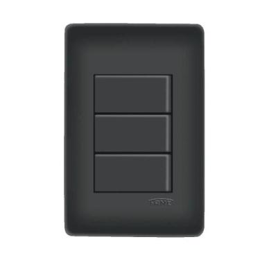 Imagem de Interruptor Triplo Simples 16A 250V Habitat Black Ref 4051 Fame