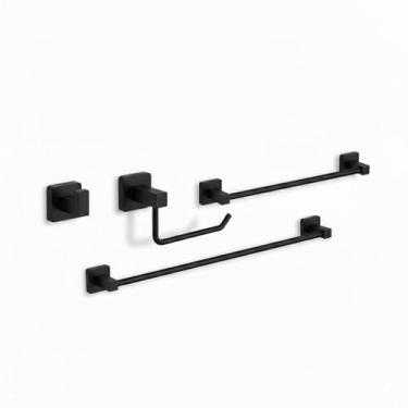 Imagem de Kit Acessórios de Banheiro Inox Preto 4 peças Preto - Venturi