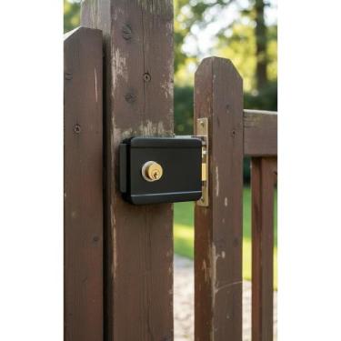 Imagem de 2x Fechadura Elétrica 12V Preto Sobrepor Segurança Portão - Congratula