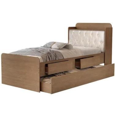 Imagem de Cama Tamires Solteiro com Cama Auxiliar 2 Gavetas e Baú Cambel Cor Fre