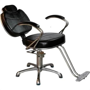 Imagem de Cadeira Poltrana De Barbeiro Reclinavel Cabeleleiro Barbearia Salão De