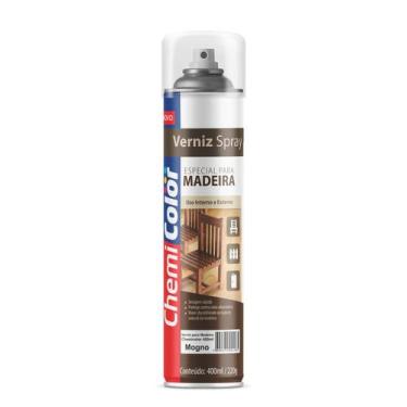 Imagem de Verniz Spray Para Madeira Mogno 400ml Chemicolor Interno Externo Seca 