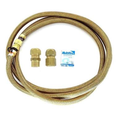 Imagem de Mangueira Flexível Gás 3m Fogão Cooktop Forno 2 Adaptador - CONTUFLEX,