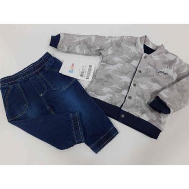 Imagem de Conjunto Bebe Menino Jaqueta  + Calça Jeans Paraiso 11710, P ( 3 - 6 M