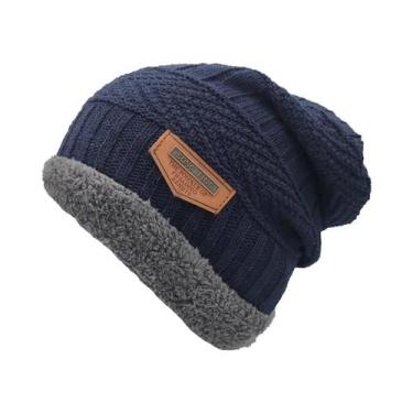 Imagem de Gorro de Malha de Inverno Quente e Grosso - Unissex - Sem Aba, Azul es