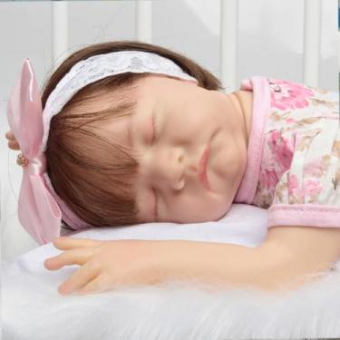 Imagem de Bebê Reborn Boneca Realista Cabelo Fio a Fio Olho Fechado