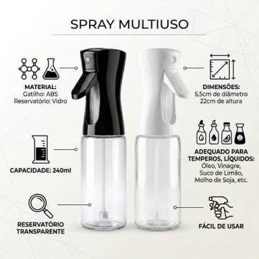 Imagem de Conjunto Galheteiro Vidro 240ml Spray Dispenser Para Salada Cozinha Pr
