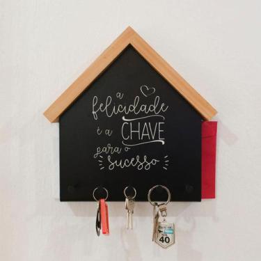 Imagem de Porta chaves e cartas "A felicidade é a chave para o sucesso" - Geguto