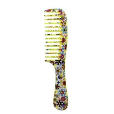 Imagem de Pente Estampa Floral Dentes Largos 19cm Desembaraçar C1451 - PRA VC, A