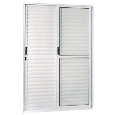 Imagem de Porta de Aluminio Veneziana de Correr 210x140cm 3 Folhas 1 Fixa com Vi